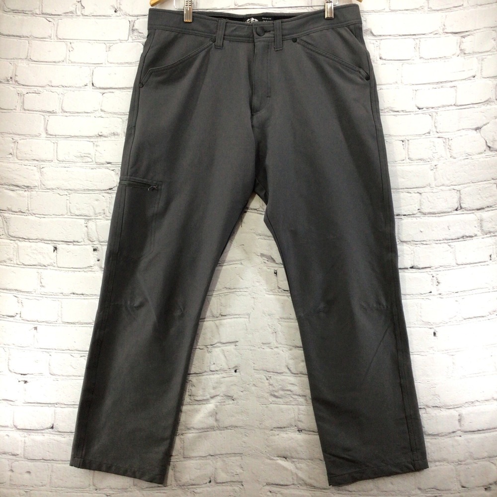 Pacific Outfitters Outdoor Pants Mens 36X30 Gray Zippered Pockets Nylon Stretch